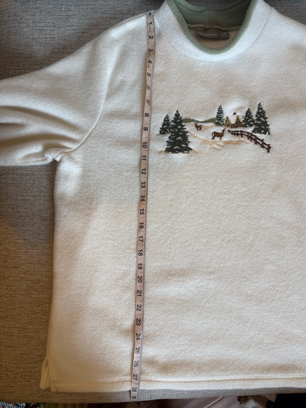 Croft & Barrow Cream Fleece Pullover Embroidered • Winter • Grandma Sweater• XL - Picture 4 of 6